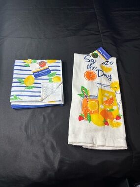 New Lemon-Themed Kitchen Towels Set of 3 - Bright Citrus Print